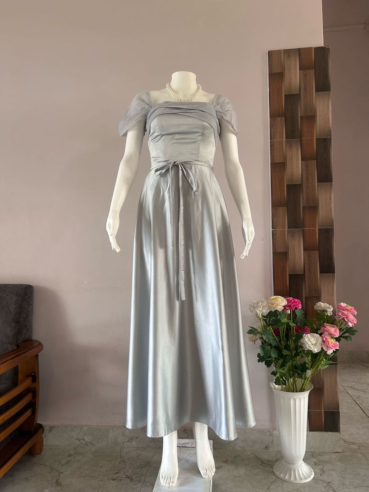 grey satin lux gown