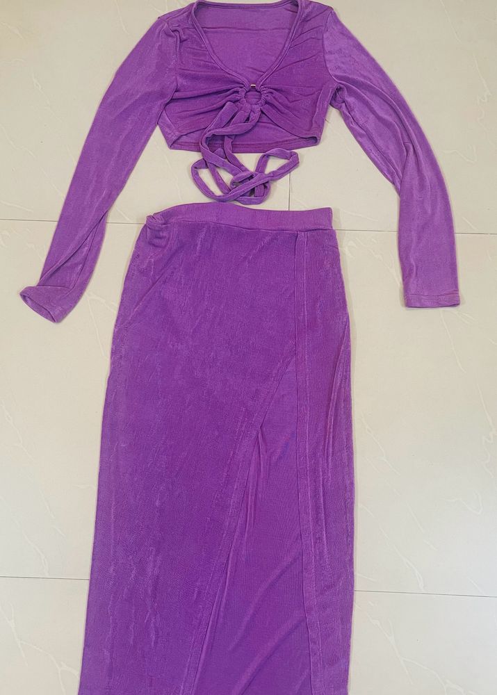 Urbanic Purple Skirt &amp; Crop Top Co Ord Set