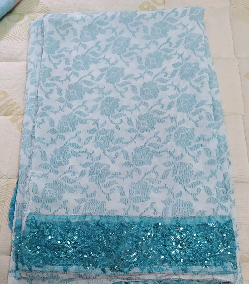 Georgette Saree With Net Sequence Work