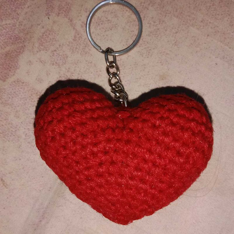 Crochet Heart Keychain