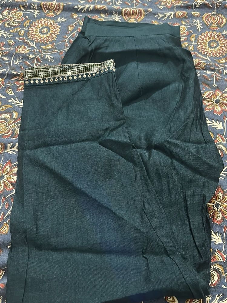 Embroidered Cuff Dress Pants