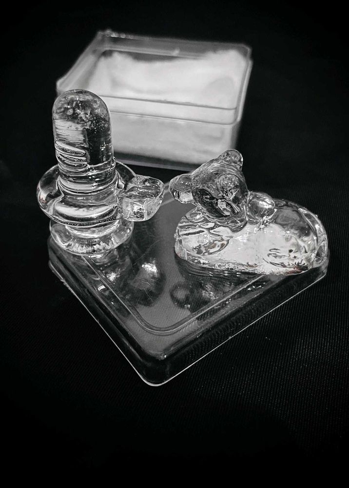 Crystal Shiva Lingam with Nandi Statue