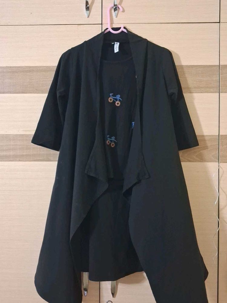 Black Bicycle Embroidered Cardigan