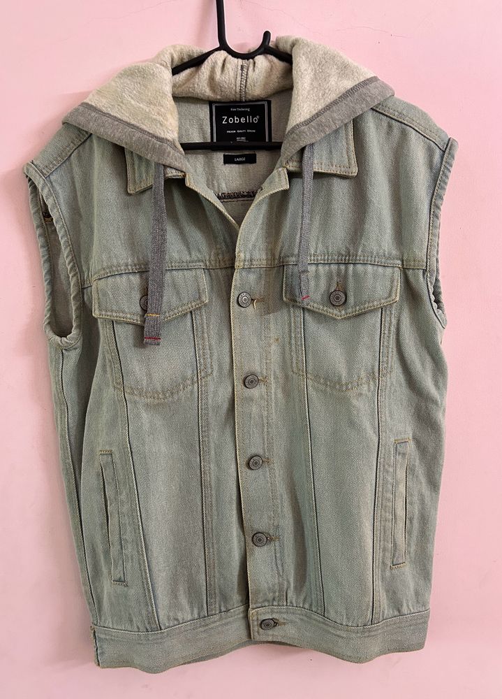 Denim Hoodie Vest | Size L