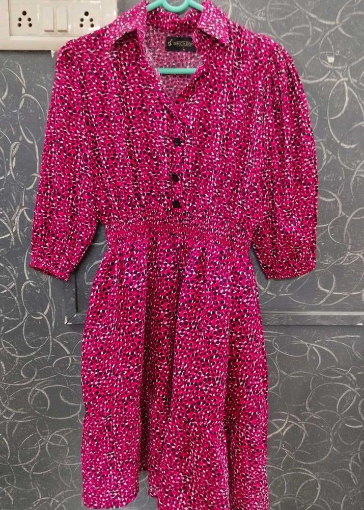 Pink Patterned Shirtdress From GRECIILOOKS