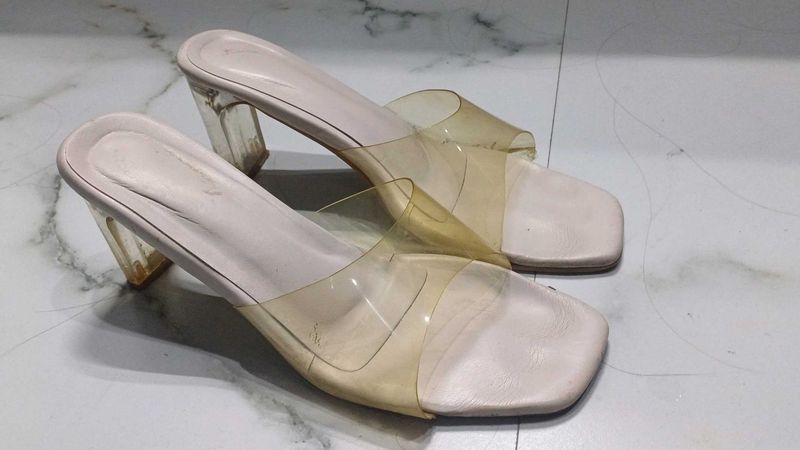 Clear Heel Mules