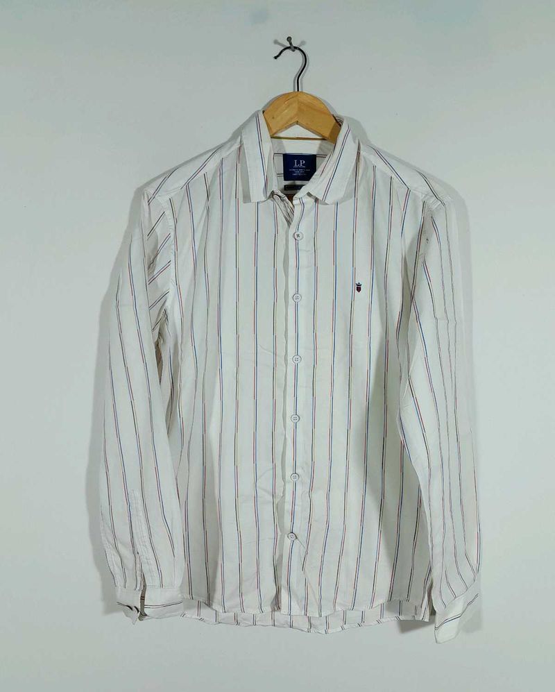 (Louis Philippe)White Stirped Shirt For Men&#39;s
