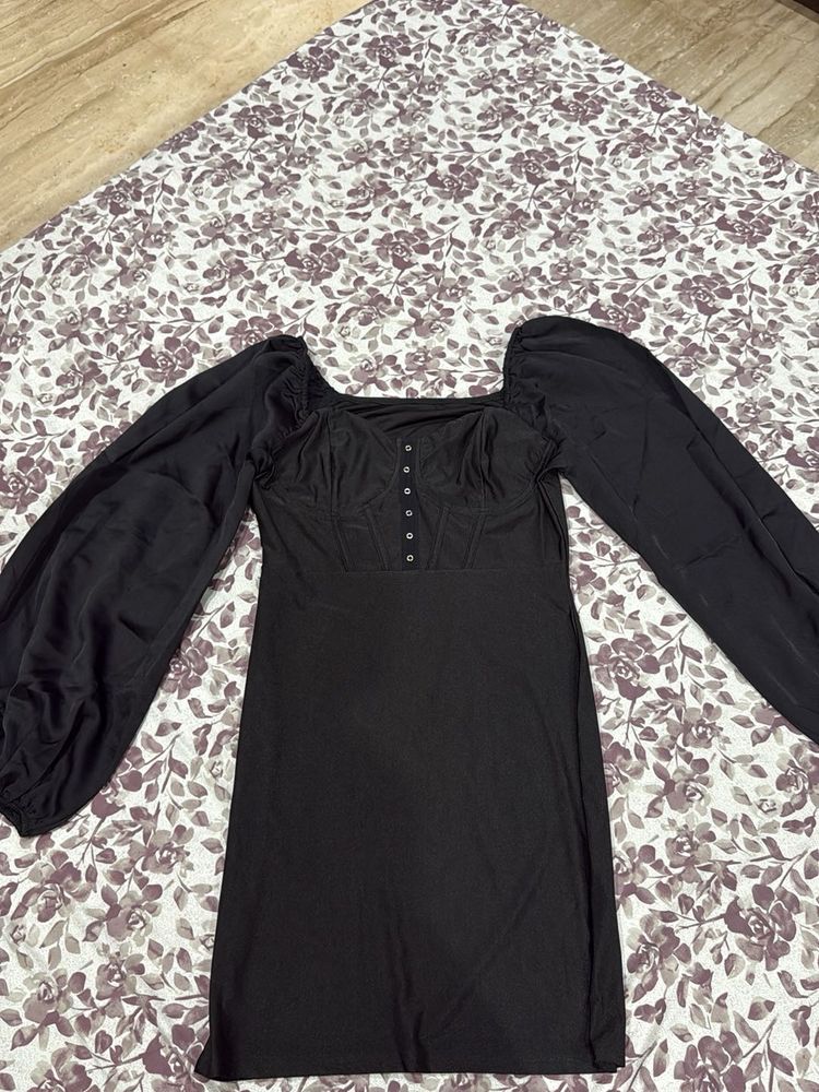 Black Long Sleeve Mini Dress