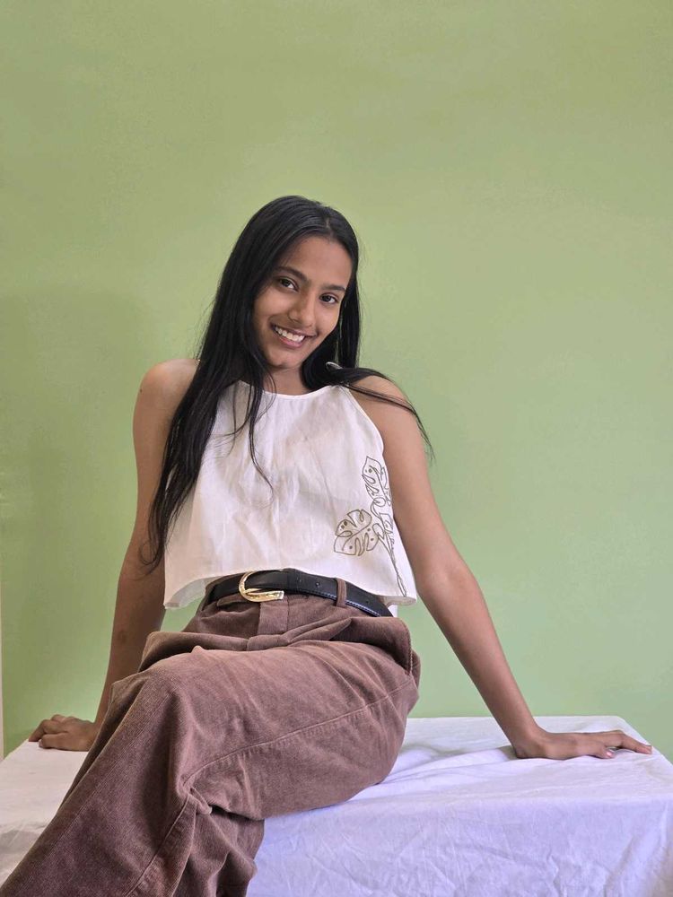 White Embroidered Tank Top
