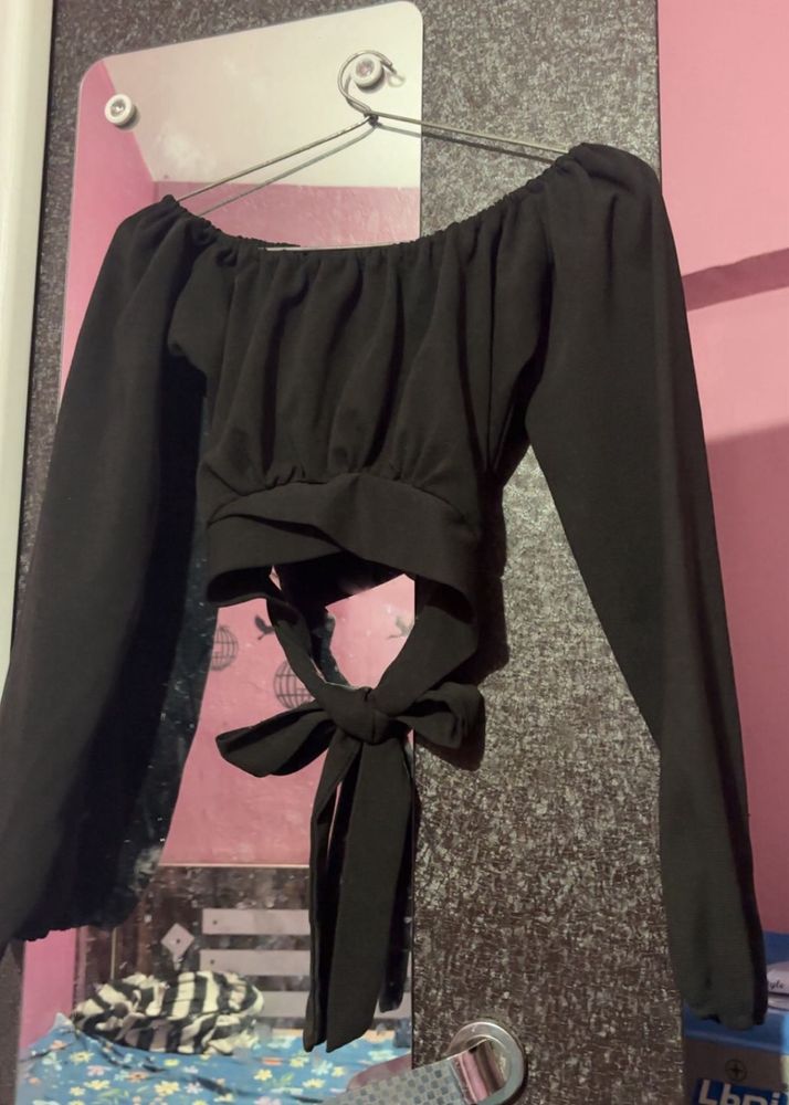 Black Tie Back Crop Top