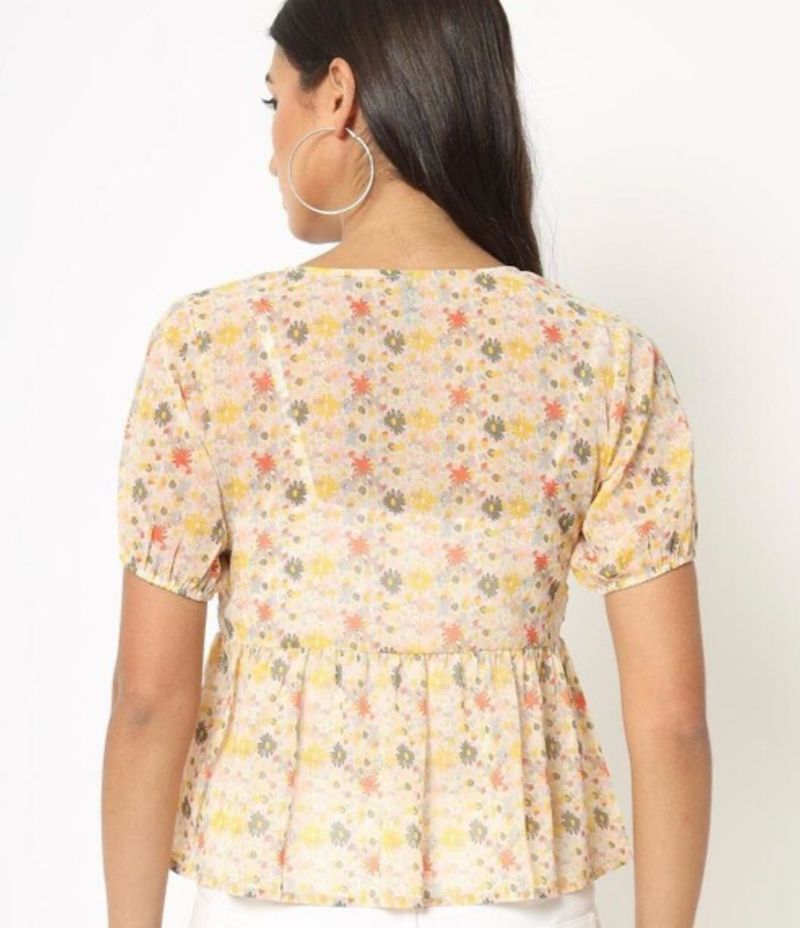 Floral Print Puff Sleeve Top