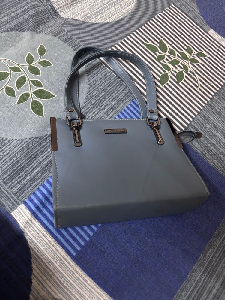 Blue Patent Leather Top Handle Bag