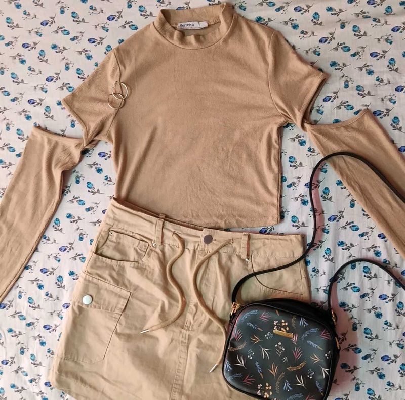 Y2K Aesthetic Unique Design Nude Crop Top