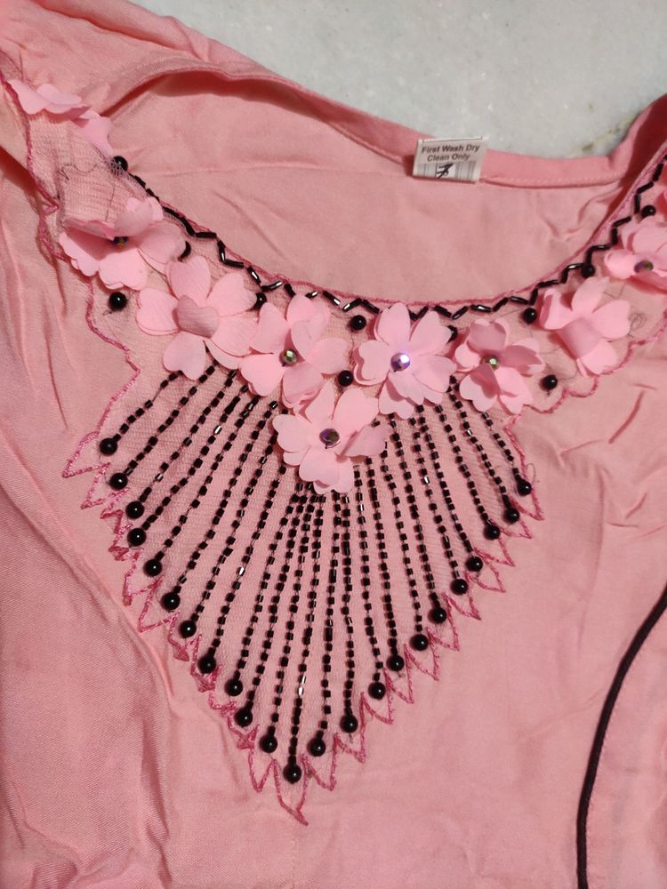 💝 Baby Pink Beautiful Frock Cutting Kurti