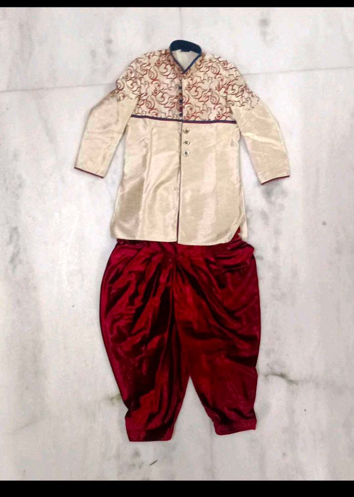 Boys&#39; Ethenic Sherwani Kurta Set With Bottom