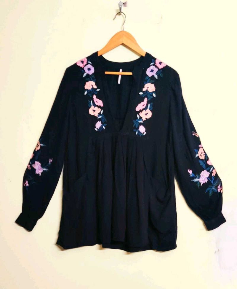 Floral Embroidered Blouse Size-40