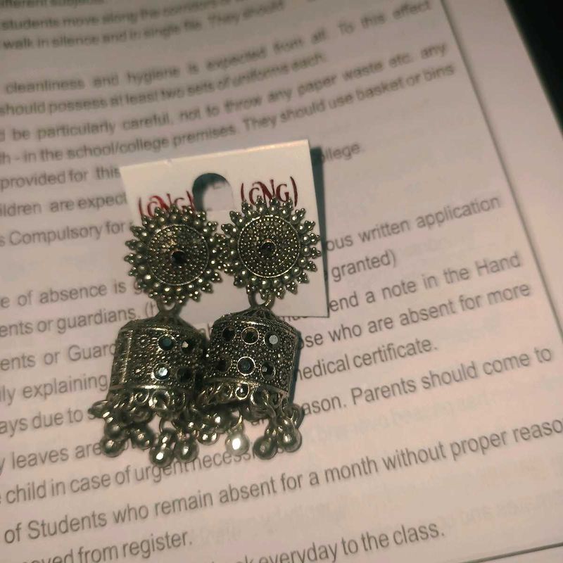 Silver Jhumka Earrings