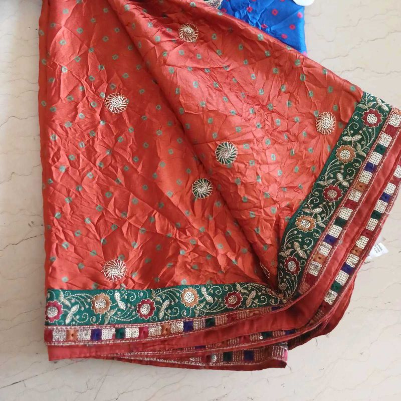 SALE: Bandini Print Pure Satin Silk Zari Saree