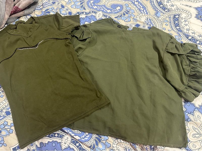 Olive Green Tops - Set of 2