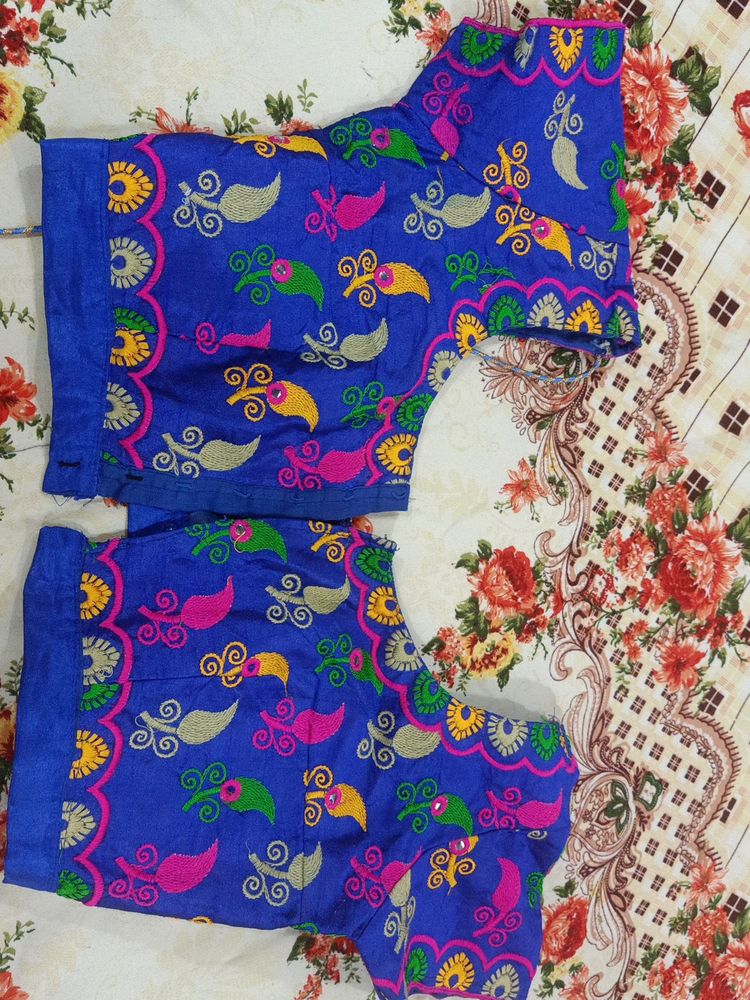 Indigo Blue Embroidery Blouse Women