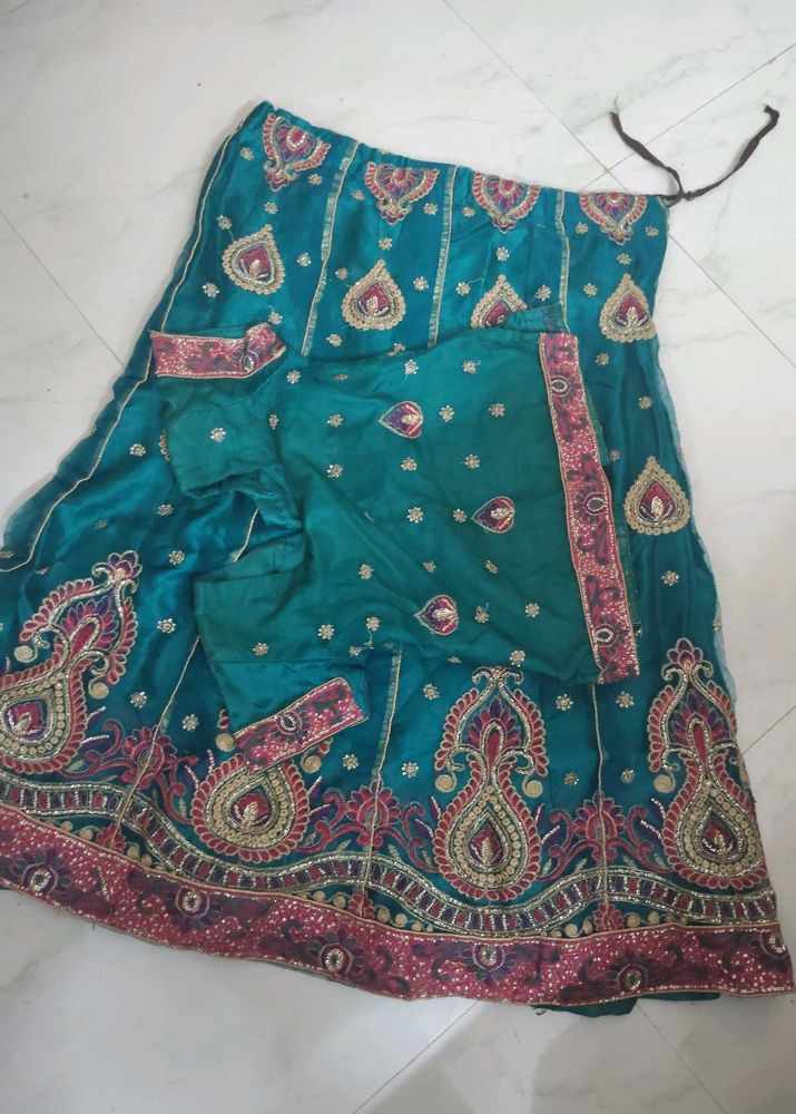 Peacock Blue Color Lehenga