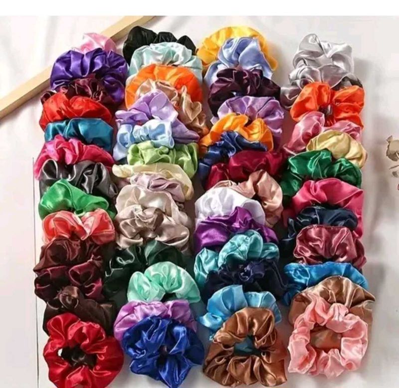 Premium Silk Satin Scrunchies (Pack Of 6 )