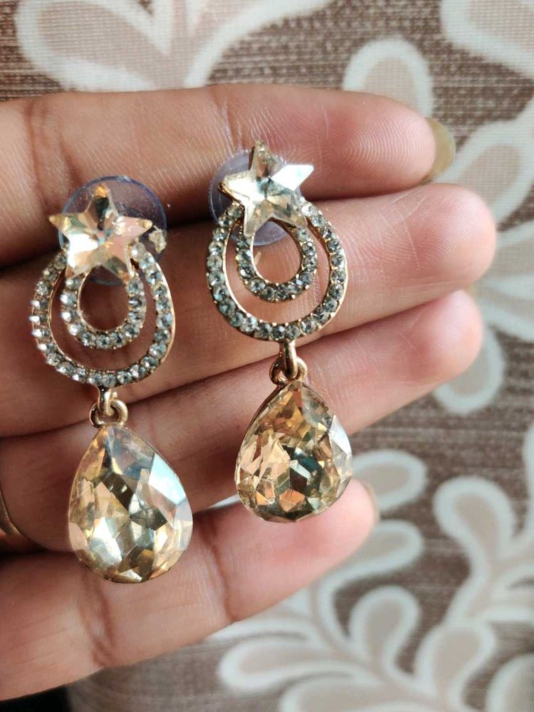 Star Stud Teardrop Dangle Earrings