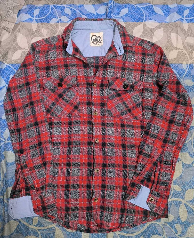 Red &amp; Black Plaid Flannel Shirt
