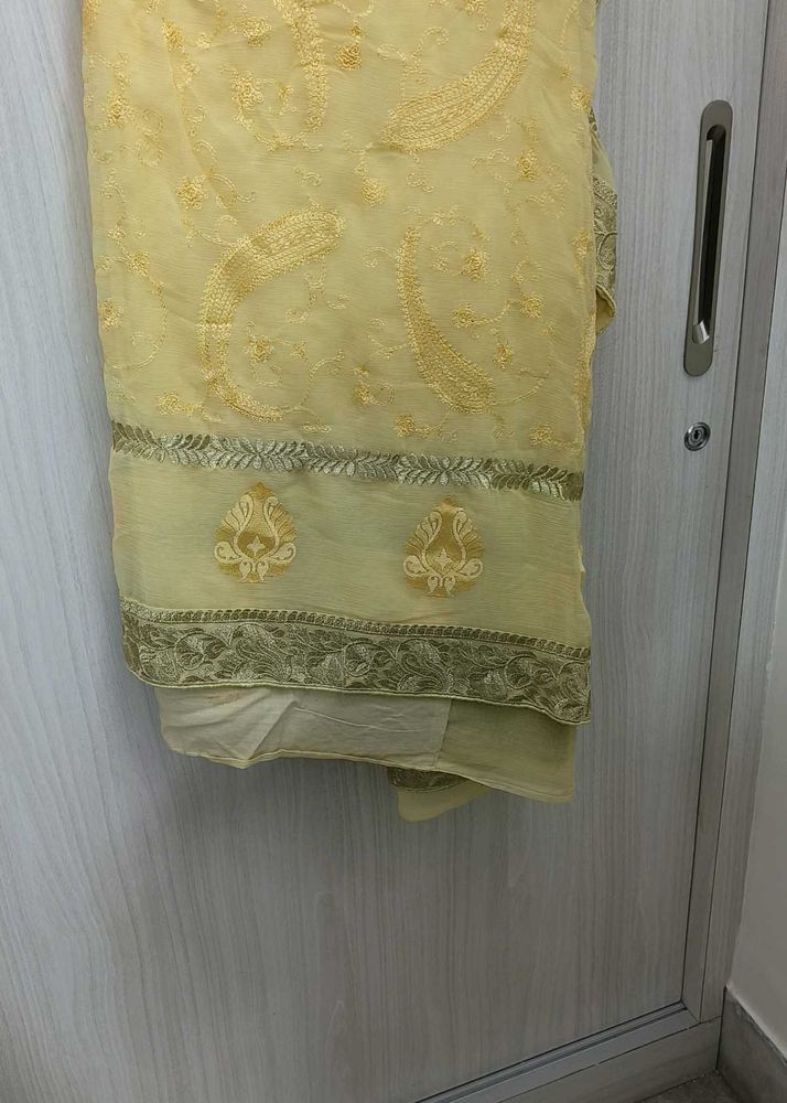 Elegant Yellow Embroidered Saree