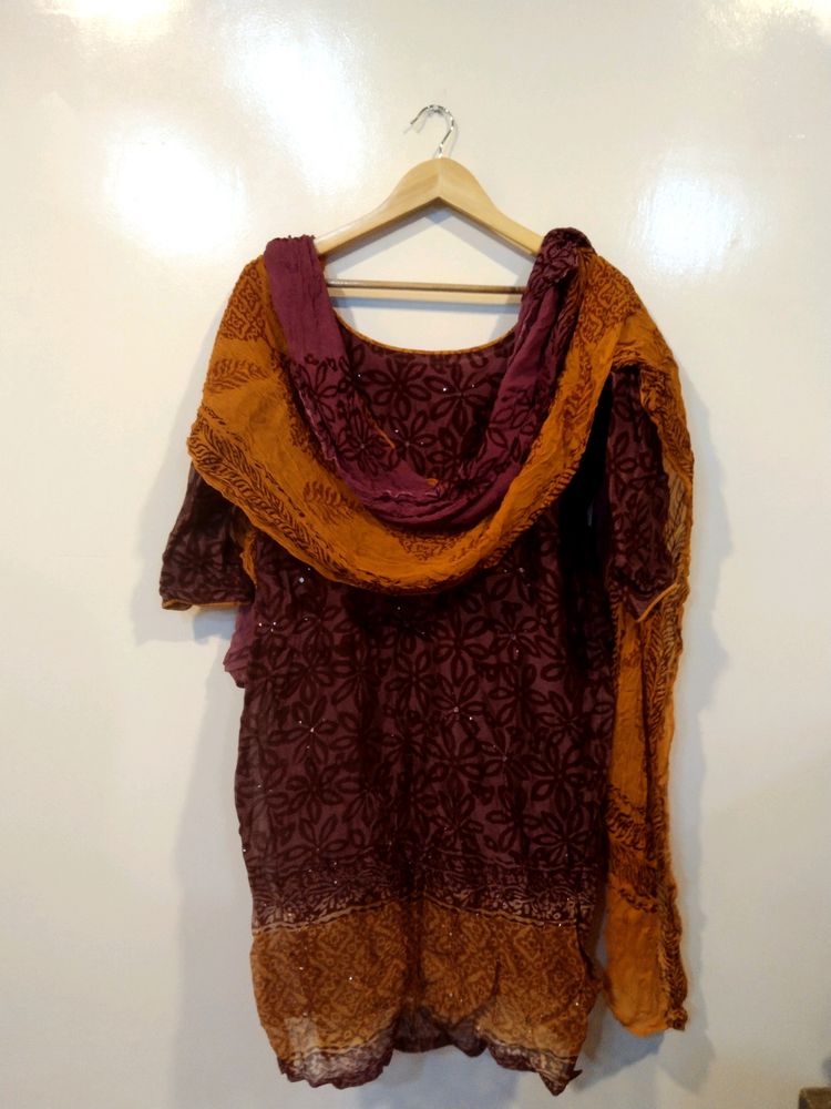 Maroon And Mustard Suit Set