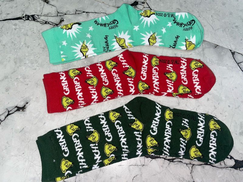 Grinch Socks - Fun Holiday Trio Sock