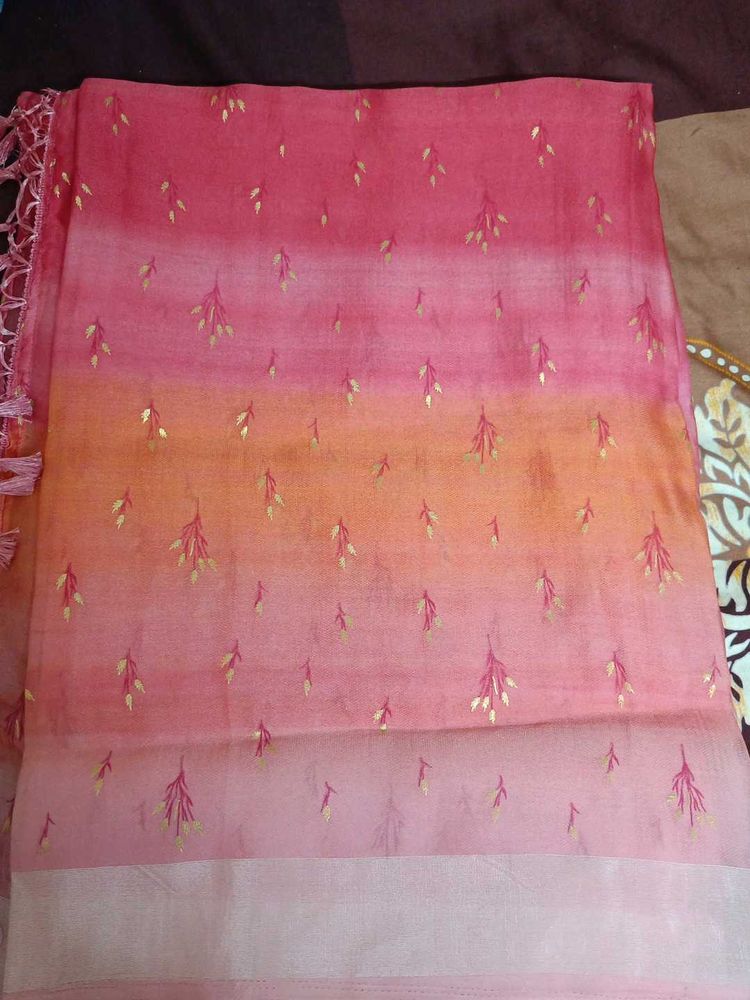 Pink &amp; Orange Ombre Saree