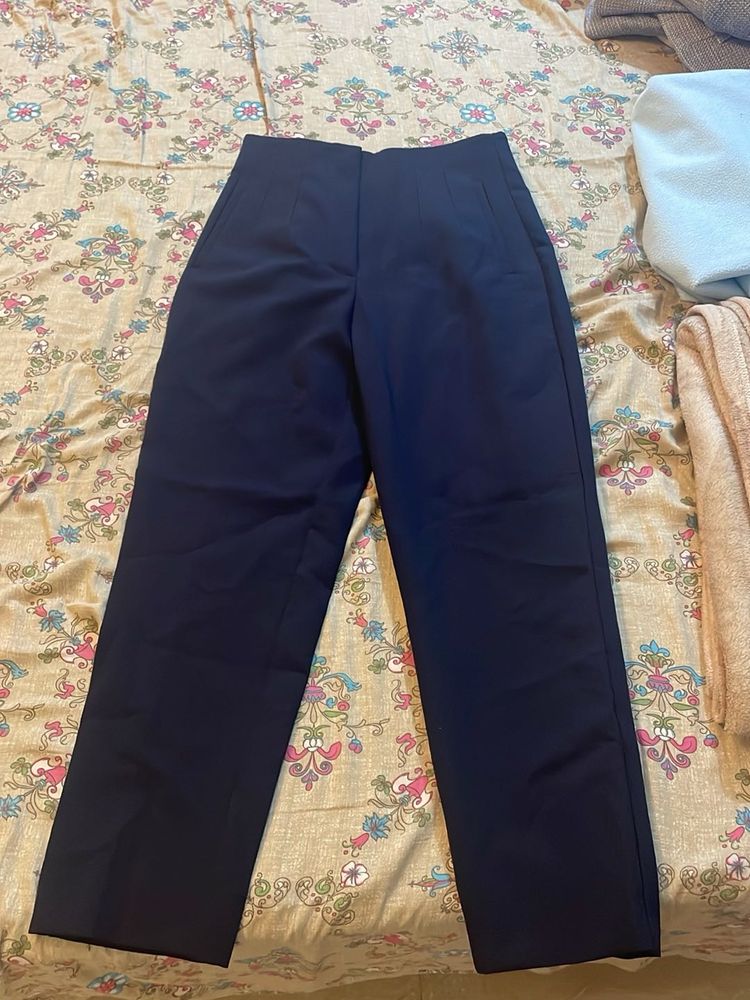 Zara - Navy Blue Straight Leg Trousers