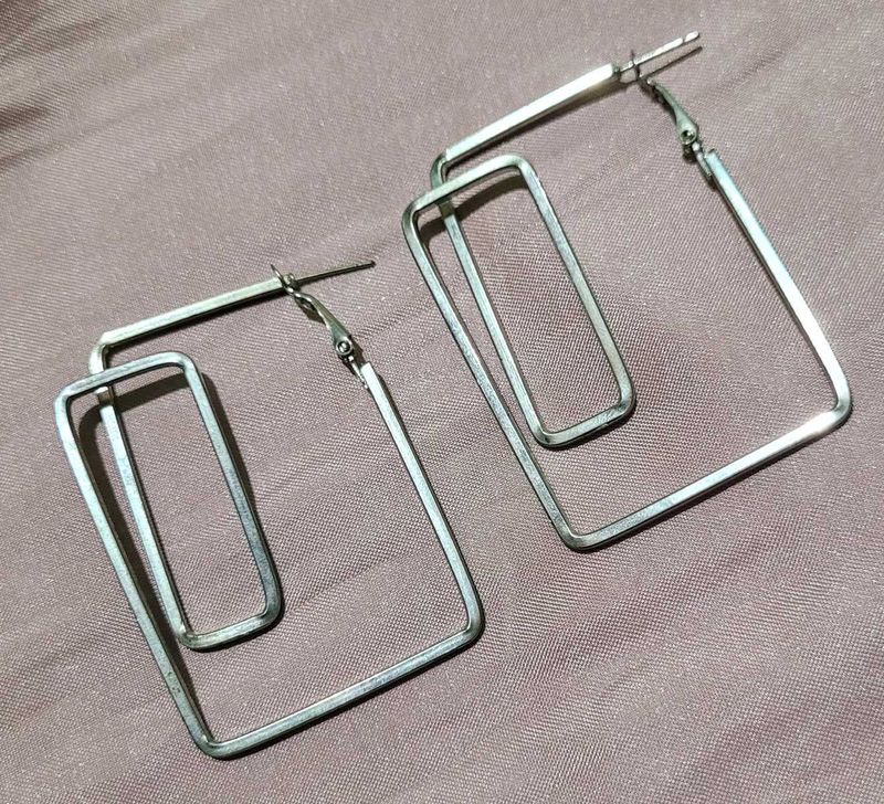 Geometric Silver Earrings