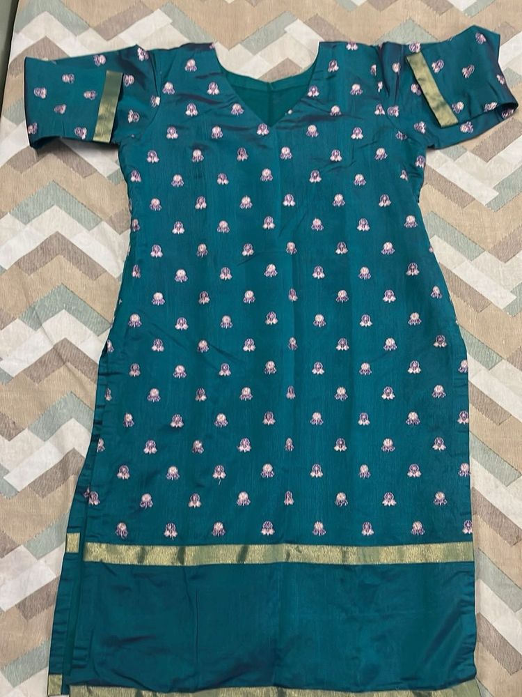 Teal Embroidered Kurta and Pant
