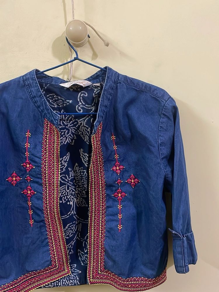 Indowestern Cropped Overcoat | Size S