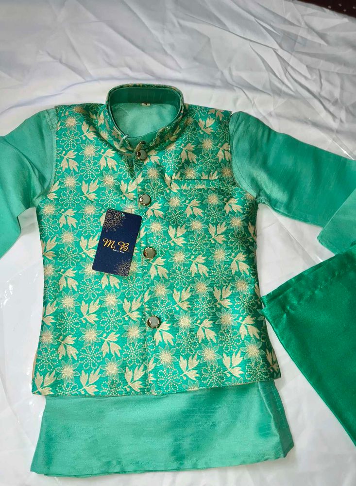 Trendy Boys Kurta Pajama Set with Ethnic Jacket –
