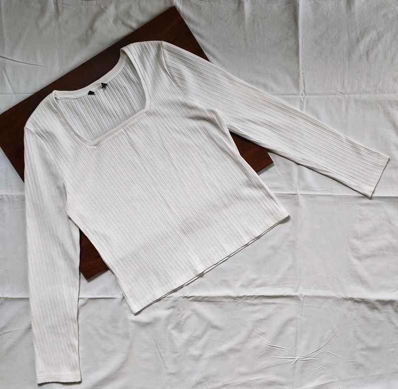 Square Neck Long Sleeve Top