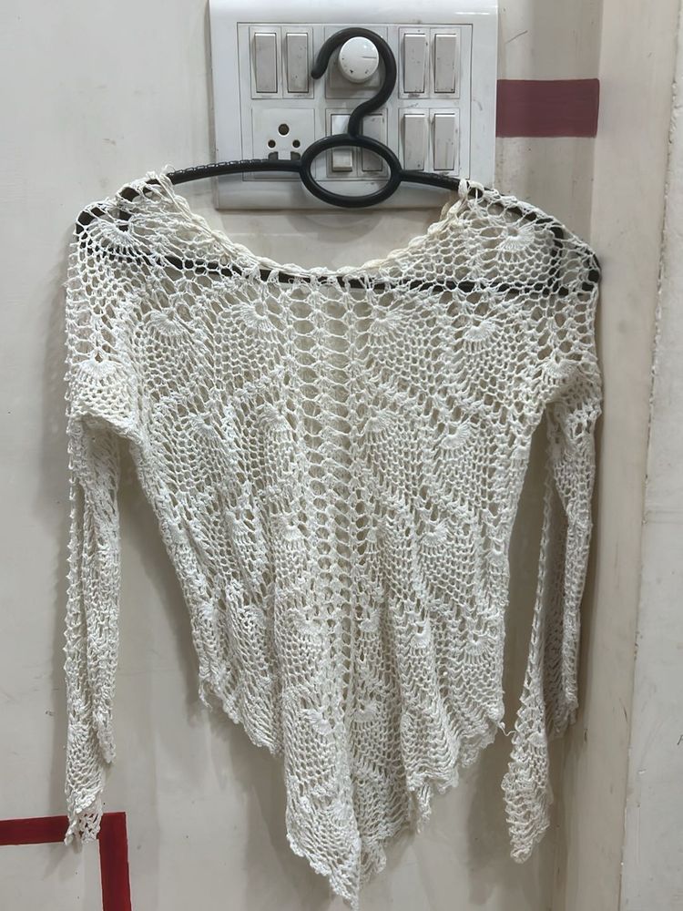 White Crochet Top High Quality Handmade