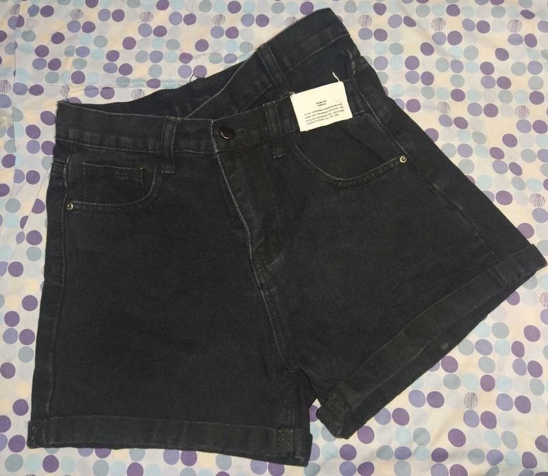 Denim Black Shorts