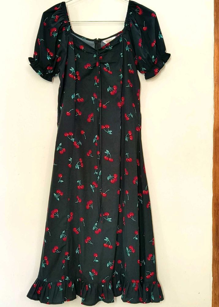 Cherry Print Midi Dress