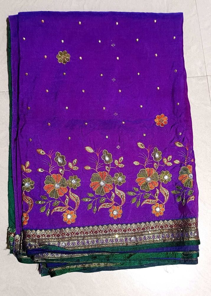 Purple Embroidered Saree💜/Free Blouse