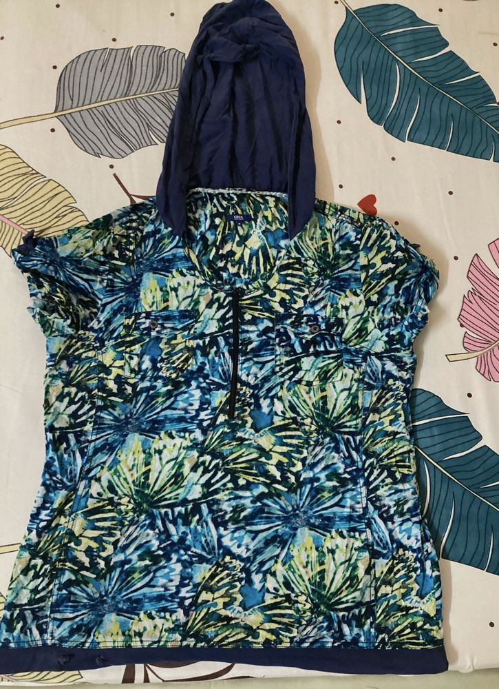 Floral Print Hoodie Top