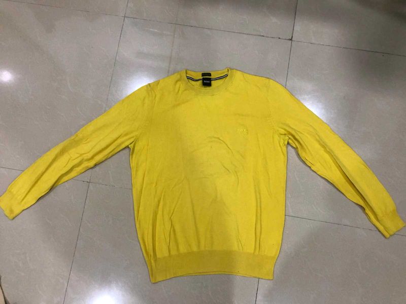 Men&#39;s BOSS Yellow Crew Neck Sweater
