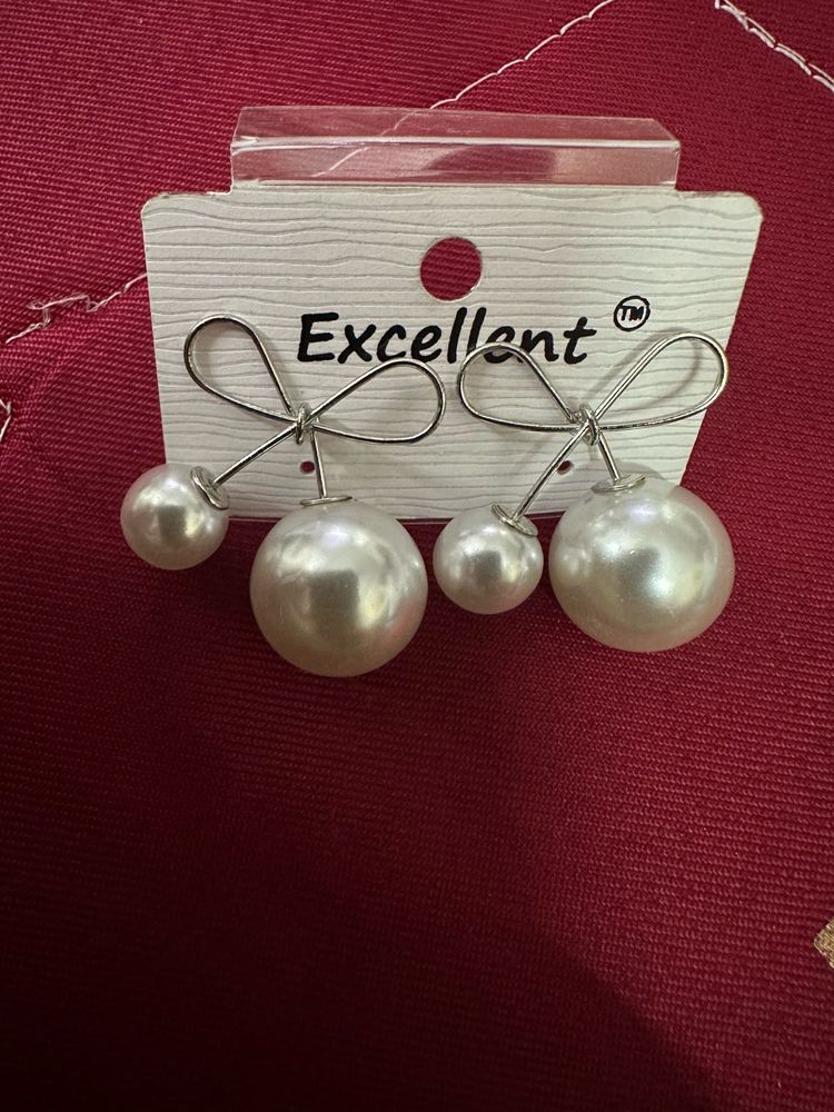 Pearl Drop Bow Earrings
