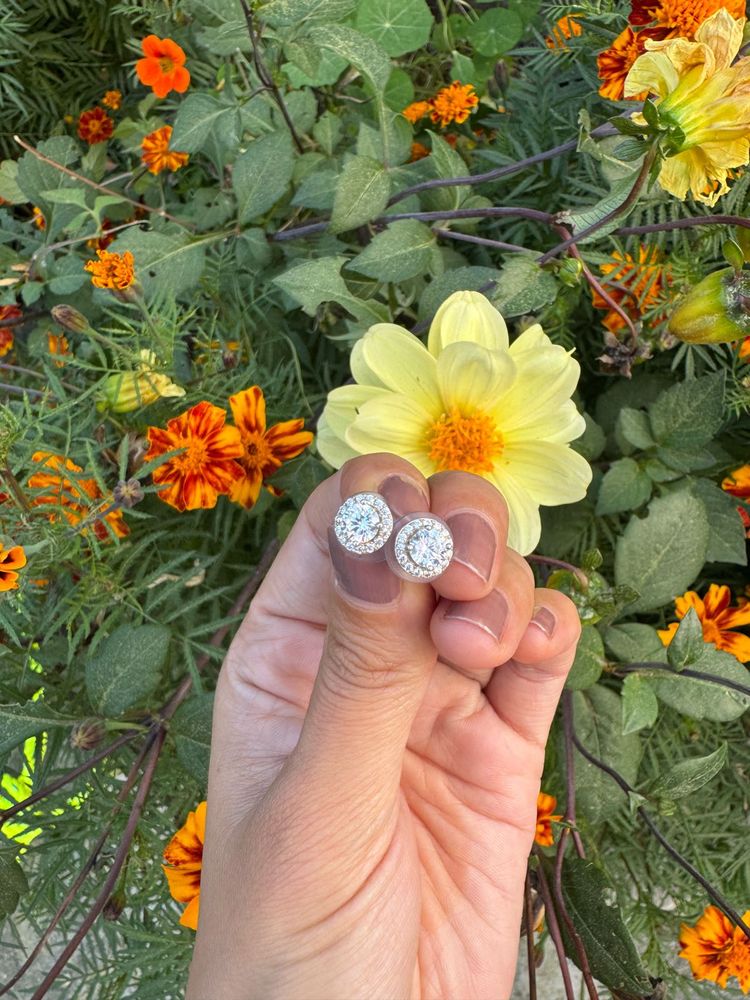 real silver Sparkling Halo Earrings