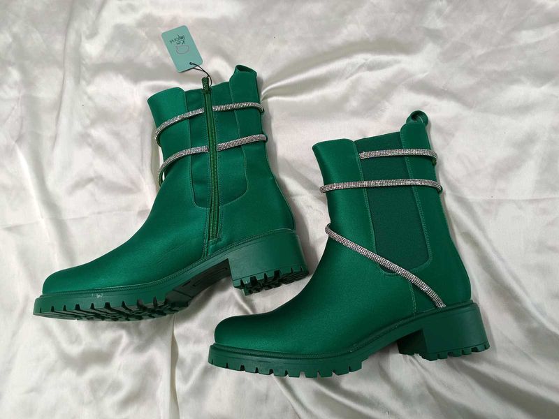 Electric Green Color Boots