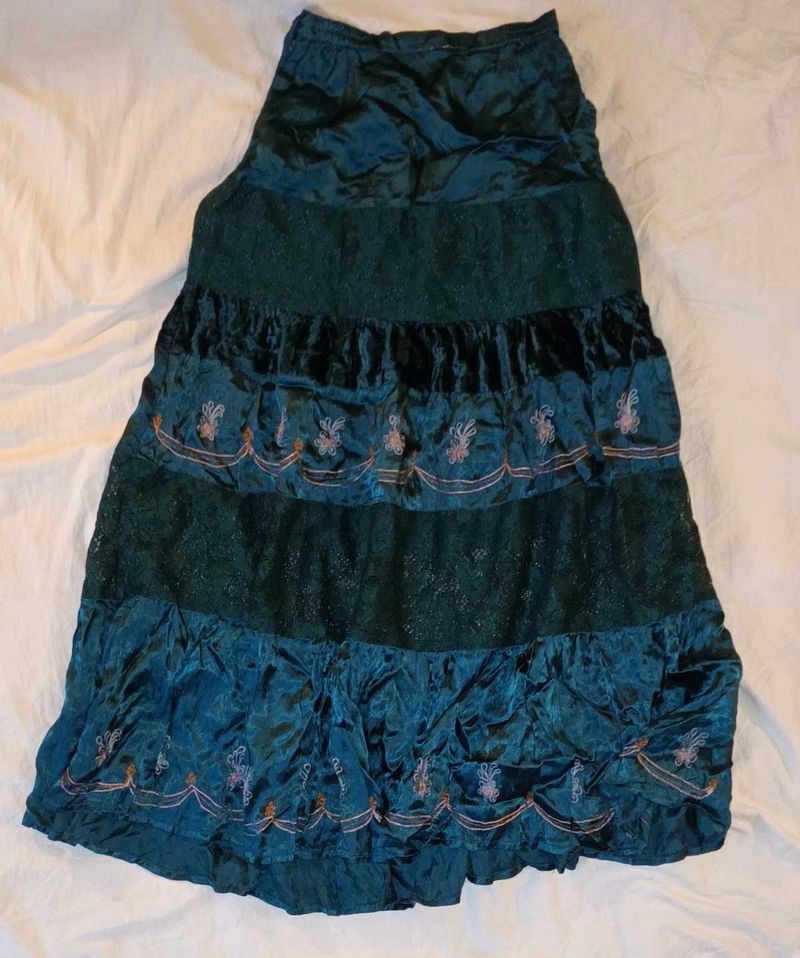 Y2k Vintage embroidered Emerald Green Skirt
