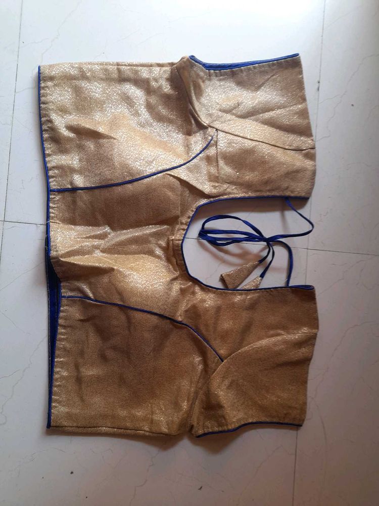 Golden Blue Piping Party Wear Blouse