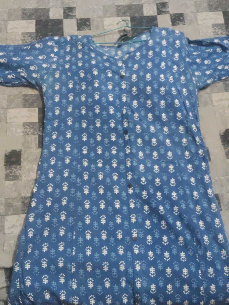 Blue Printed Tunic Dress